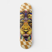 Skateboard Checkered Retro Golden Lion (Voorkant)