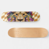 Skateboard Checkered Retro Golden Rainbow Lion (Horizontaal)
