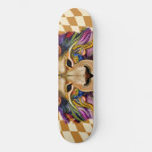 Skateboard Checkered Retro Golden Rainbow Lion (Voorkant)
