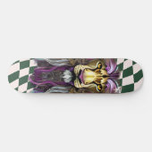 Skateboard Checkered Retro green paars Lion (Horizontaal)