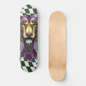 Skateboard Checkered Retro green paars Lion (Voorkant)
