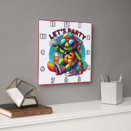 Skateboard chill vibes op schildpaddenfeest vierkante klok