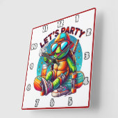 Skateboard chill vibes op schildpaddenfeest vierkante klok (Hoek)