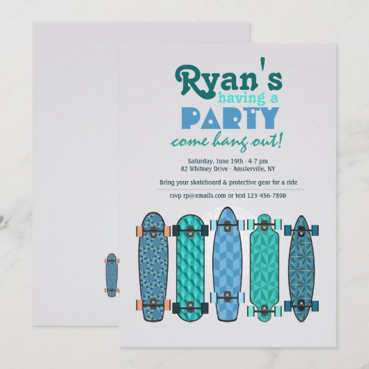 Skateboard Collectie Uitnodiging (Voorkant / Achterkant)