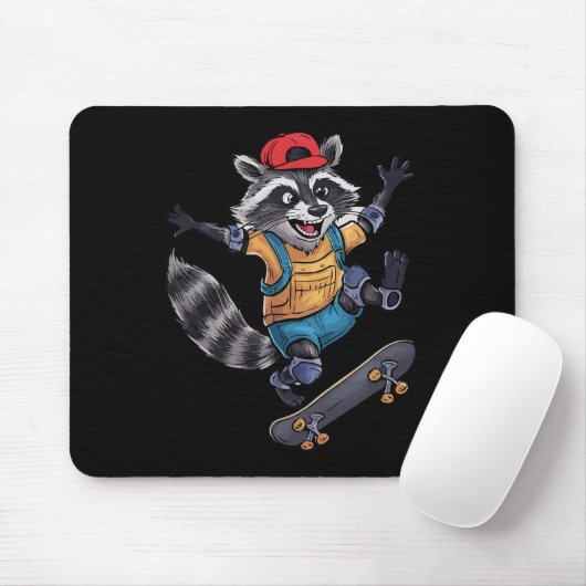Skateboard Cool Skater Racoon Muismat (Met muis)