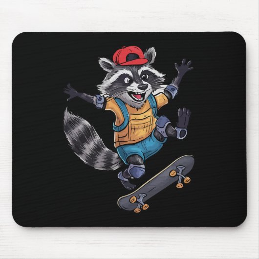 Skateboard Cool Skater Racoon Muismat (Voorkant)