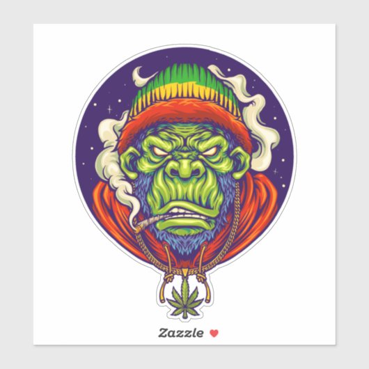 Skateboard Cool Spirit Gorilla Sticker (Vel)