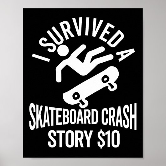 Skateboard Crash Ongeval Overlevende Beterschap Sk Poster (Voorkant)