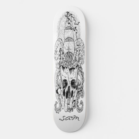 skateboard Custom Skeleton Nautical Pirate King (Voorkant)