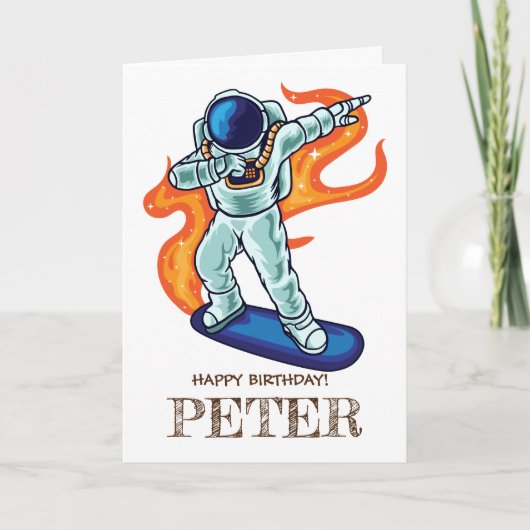 SKATEBOARD Cute astronaut in de ruimte. Kaart (Voorkant)