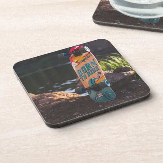 Skateboard dat aan de rand wordt geboren bier onderzetter (Linkerzijde)