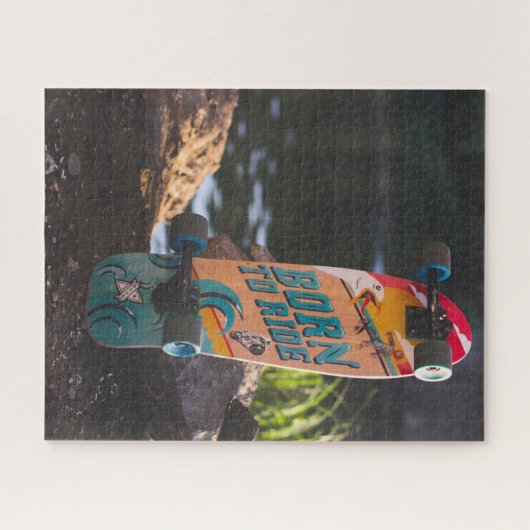 Skateboard dat aan de rand wordt geboren legpuzzel (Horizontaal)