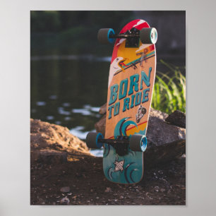 Skateboard dat aan de rand wordt geboren poster