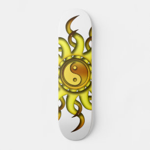 Skateboard, de Zon van Yin Yang, Geel Goud Skateboard