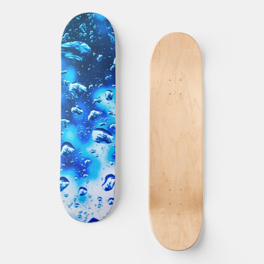 Skateboard Deck, Blue Raindrops design (Voorkant)