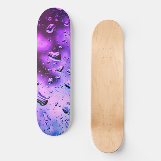 Skateboard Deck, Deep Paarse Raindrops design (Voorkant)