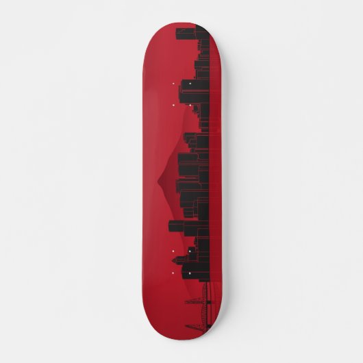 Skateboard Deck - Portland Skyline - Red (Voorkant)