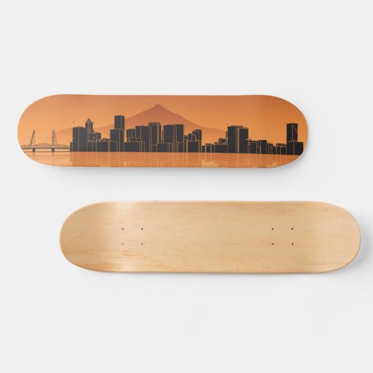 Skateboard Deck - Portland Skyline - Sinaasappel (Horizontaal)