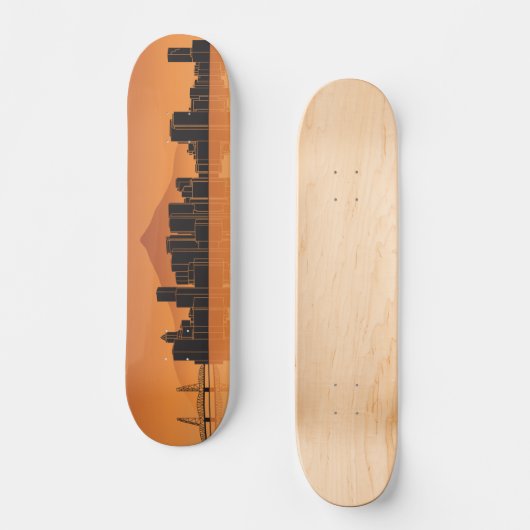 Skateboard Deck - Portland Skyline - Sinaasappel (Voorkant)