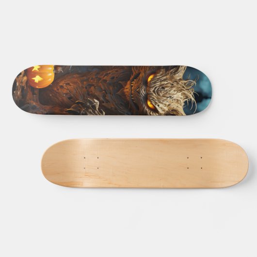 Skateboard Demoníaca criatura gato con calabaza (Horizontaal)