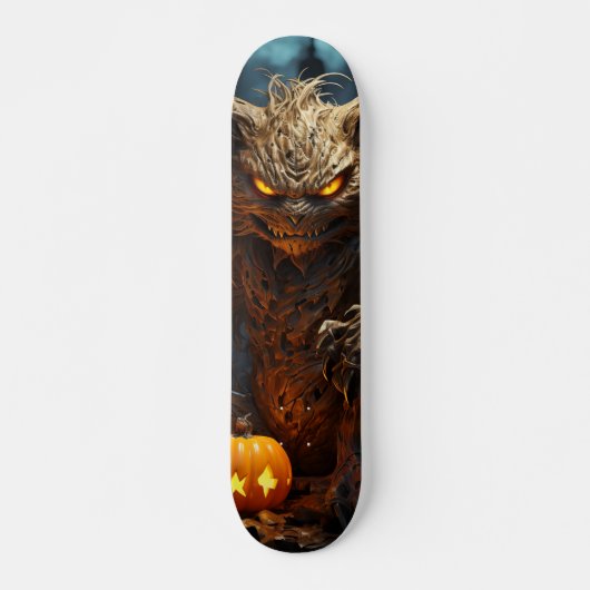 Skateboard Demoníaca criatura gato con calabaza (Voorkant)