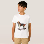 Skateboard dog, Beagle T-shirt (Voorkant volledig)
