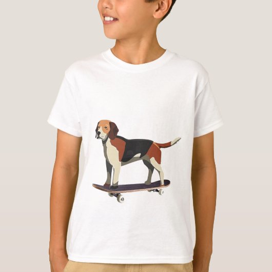 Skateboard dog, Beagle T-shirt (Voorkant)