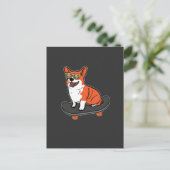 Skateboard Dog Corgi Sunbribril Skater Puppy Briefkaart (Staand voorkant)