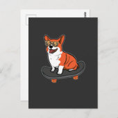 Skateboard Dog Corgi Sunbribril Skater Puppy Briefkaart (Voorkant / Achterkant)