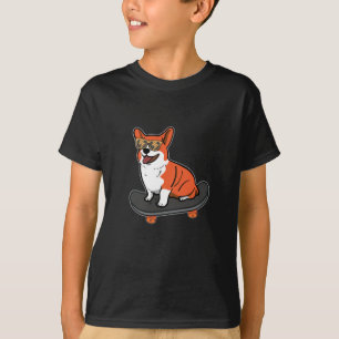Skateboard Dog Corgi Sunbribril Skater Puppy T-shirt