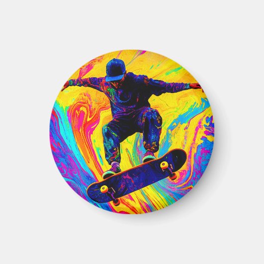 Skateboard Door Kleuren Magneet (Voorkant)