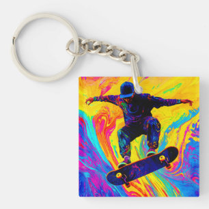 Skateboard Door Kleuren Sleutelhanger