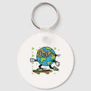 Skateboard Earth Day Milieu Natuur Sleutelhanger