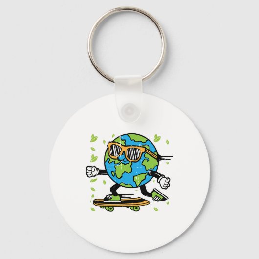 Skateboard Earth Day Milieu Natuur Sleutelhanger (Voorkant)