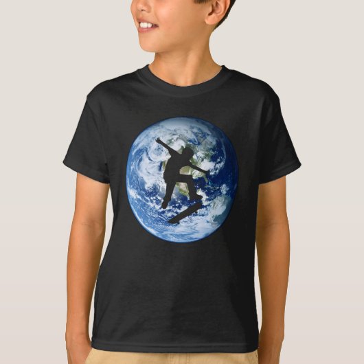Skateboard Earth Silhouette | Skater T-shirt (Voorkant)