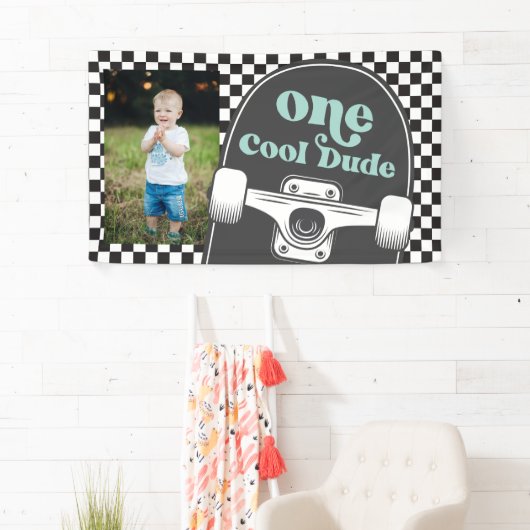 Skateboard Een Cool Dude Verjaardag Foto Spandoek (Insitu)
