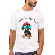 Skateboard en Schattigee teckel Dog Aanpasbaar