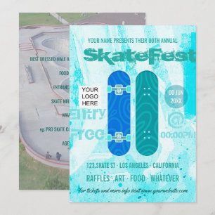 Skateboard Event Advertisement voegt foto en logo  Kaart
