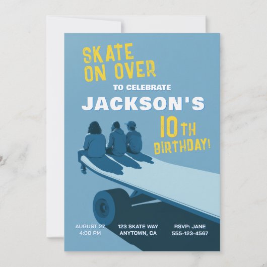 Skateboard Feest Verjaardagsuitnodigingen Kaart (Voorkant)