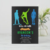 Skateboard feestuitnodiging jongen kaart (Staand voorkant)