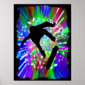 Skateboard Flip Out in Fireworks Poster (Voorkant)