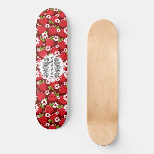 Skateboard Floral en aardbeien (Voorkant)