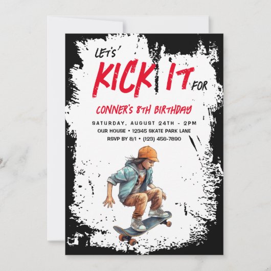 Skateboard foto Grunge Schaats Boy Verjaardagsfees Kaart (Voorkant)