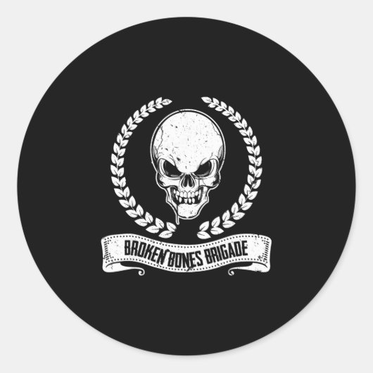 Skateboard Gebroken Botten Ronde Sticker (Voorkant)