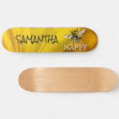Skateboard - Gepersonaliseerd geel bij - gelukkig (Horizontaal)