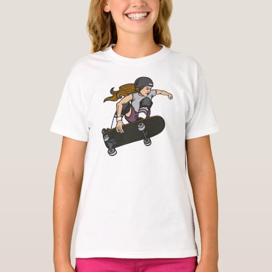 Skateboard Girl Graphic T shirt (Voorkant)