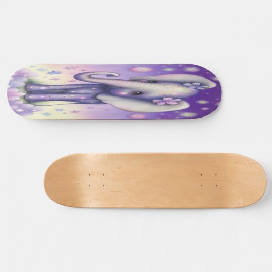 Skateboard Girly flower baby olifant (Horizontaal)