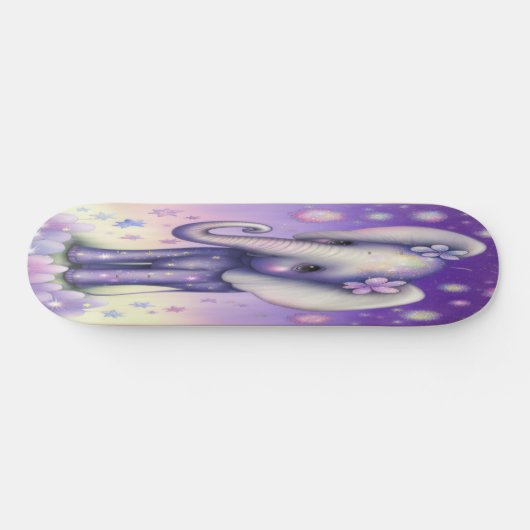 Skateboard Girly flower baby olifant (Horizontaal)