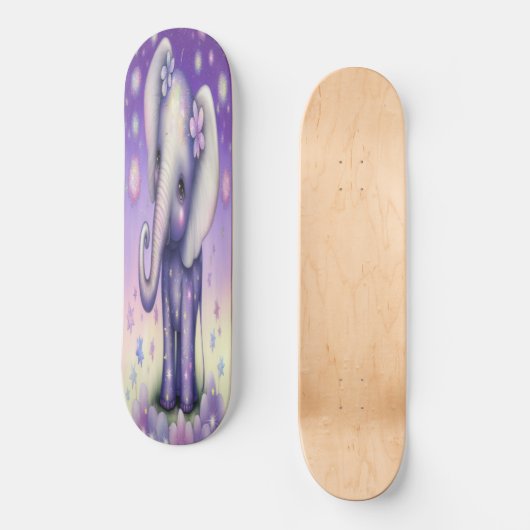 Skateboard Girly flower baby olifant (Voorkant)