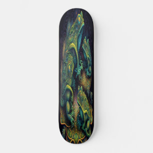 Skateboard Girly Green Artistic Frogs